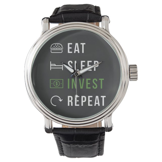 EAT SLEEP INVEST REPEAT LAGRAR MARKET WATCH ARMBANDSUR (Framsida)