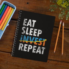 EAT SLEEP INVEST REPEAT LAGRAR MARKNAD ANTECKNINGSBOK