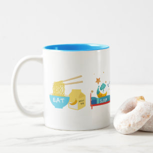 EAT SLEEP K-DRAMA REPEAT (Personalize it) UPPDATER Två-Tonad Mugg