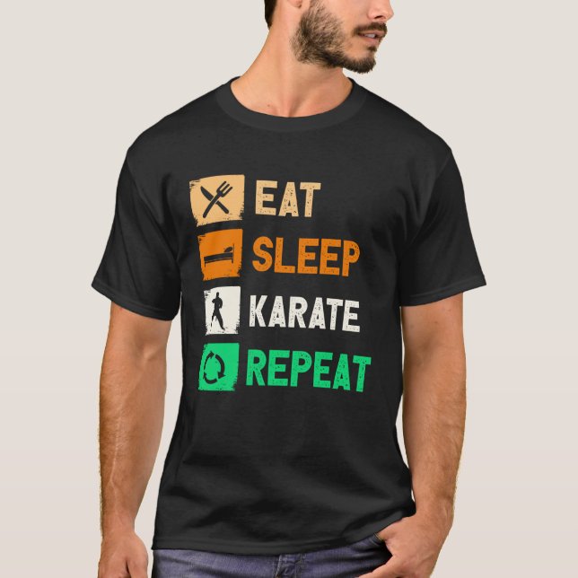 Eat Sleep Karate Repeat Men Women Judo Kendo T Shirt (Framsida)