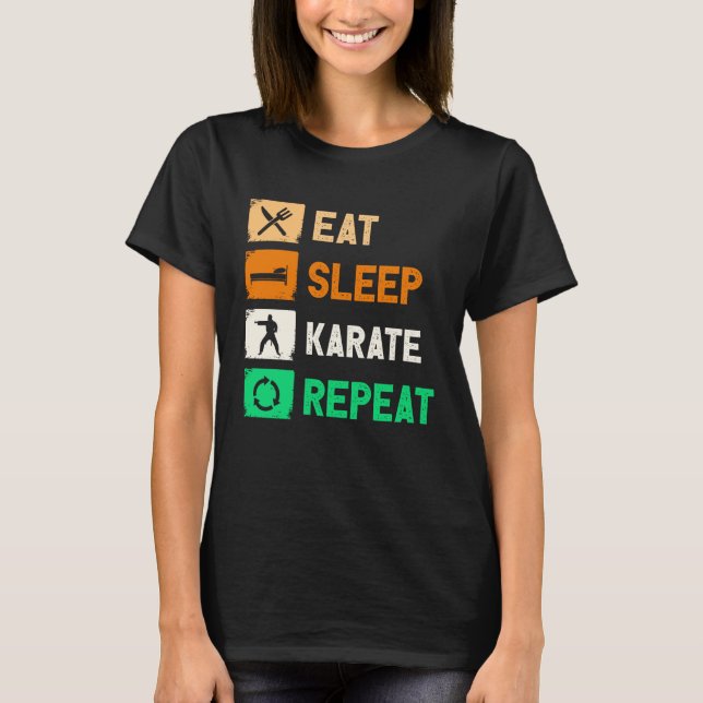 Eat Sleep Karate Repeat Men Women Judo Kendo T Shirt (Framsida)