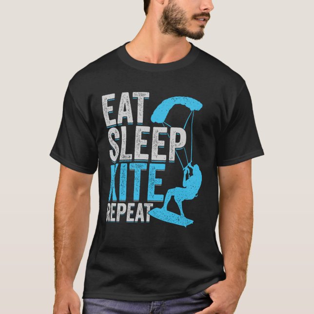 Eat Sleep Kite Repeat Kitesurfing Kitesurfer Gift T Shirt (Framsida)