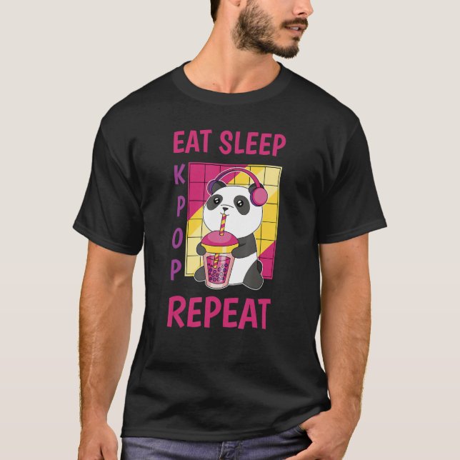 Eat Sleep Kpop Repeat Korean Heart Love K Pop Blac T Shirt (Framsida)