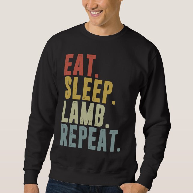 Eat Sleep Lamb Repeat  Lambing Lång Ärmad Tröja (Framsida)