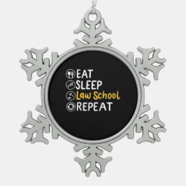 Eat Sleep Law School Repeat Snöflinga Pewter Julgransprydnad
