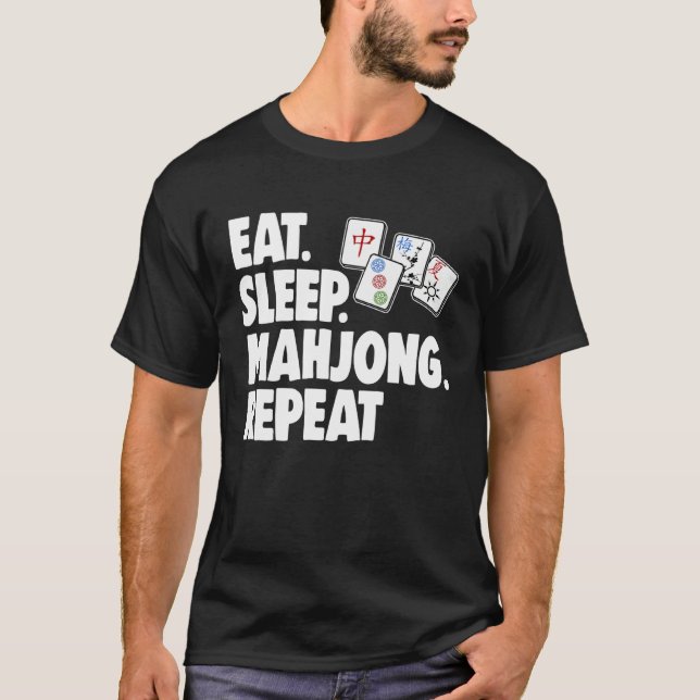 Eat Sleep Mahjong Repea Women Game T Shirt (Framsida)