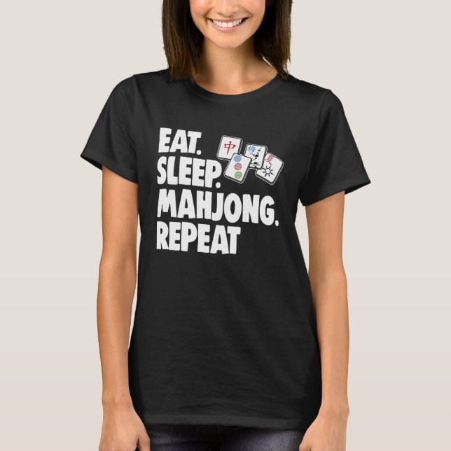 Eat Sleep Mahjong Repea Women Game T Shirt (Framsida)