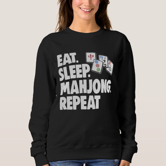 Eat Sleep Mahjong Repea Women Game T Shirt (Framsida)