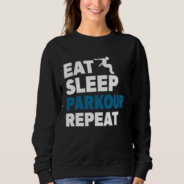 Eat Sleep Parkour Repeat Free Running Jump Trainin T Shirt (Framsida)