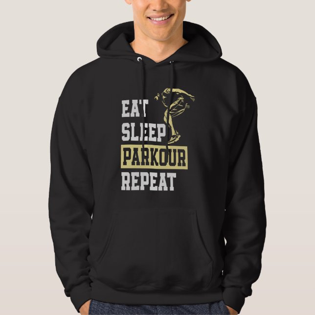 Eat Sleep Parkour Repeat  Free Running Parkour Hoodie (Framsida)