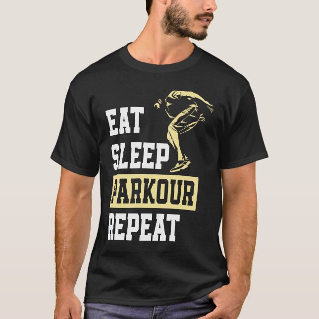 Eat Sleep Parkour Repeat  Free Running Parkour T Shirt (Framsida)