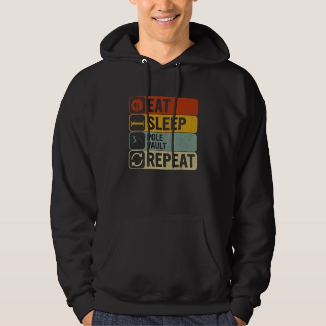 Eat Sleep Pole Vault Repeat Retro 60s 70s Pole Vau Hoodie (Framsida)