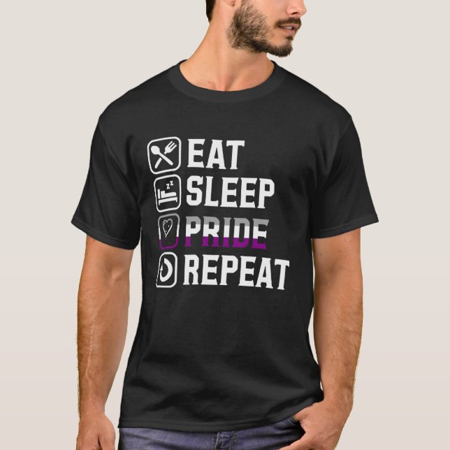 Eat Sleep Pride Repeat Asexual Pride Flag Month Pa T Shirt (Framsida)