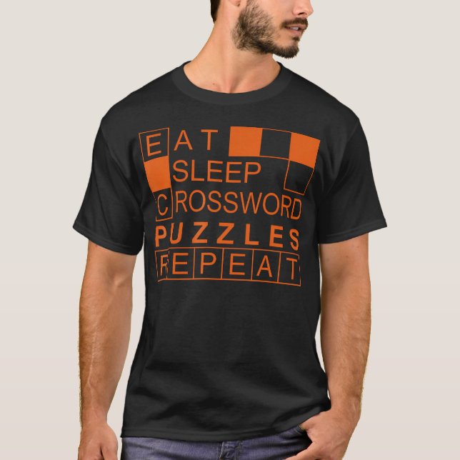 Eat Sleep Repeat Crossword Puzzles Funny Word Puzz T Shirt (Framsida)