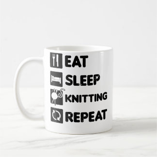 Eat Sleep Repeat Design Knitting Grandma Kaffemugg