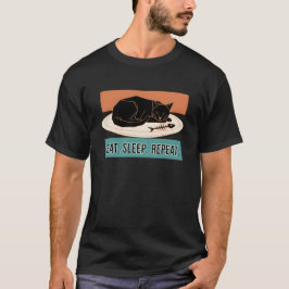 EAT, SLEEP, REPEAT - FUNNY BLACK CAT T SHIRT