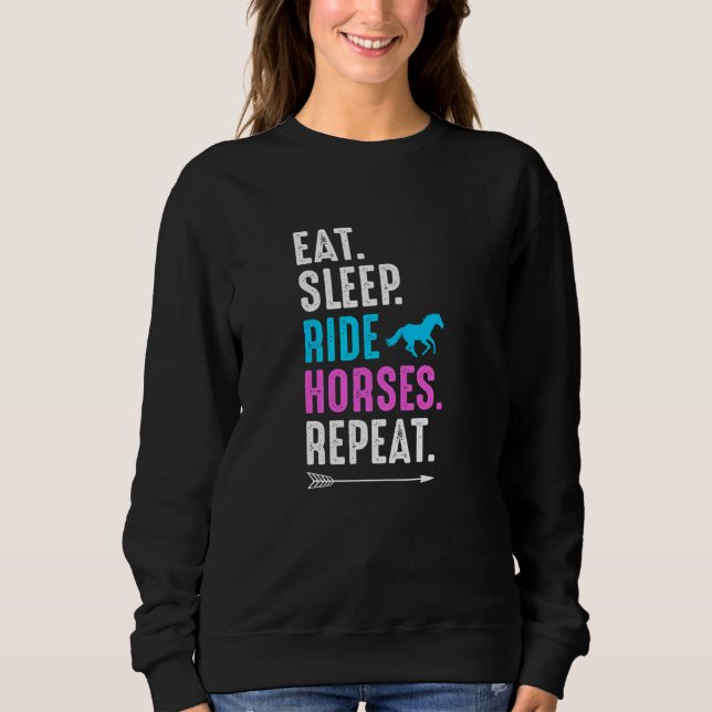 Eat Sleep Ride Horses Repeat Equestrian Farmer Hor T Shirt (Framsida)