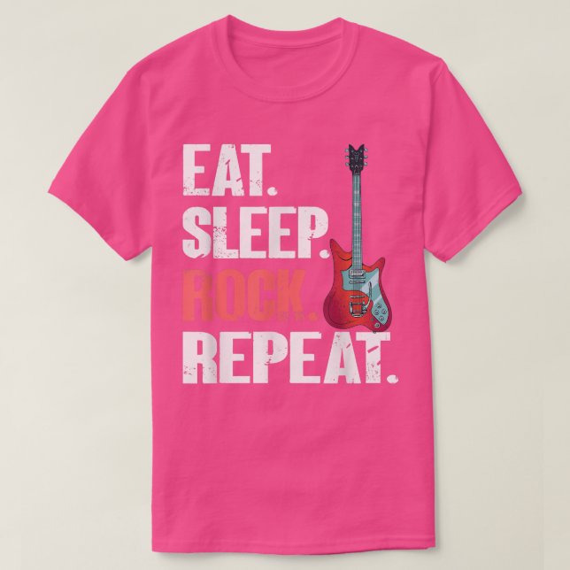 Eat Sleep Rock RepeatElectronic Rock Guitar 674 T Shirt (Design framsida)