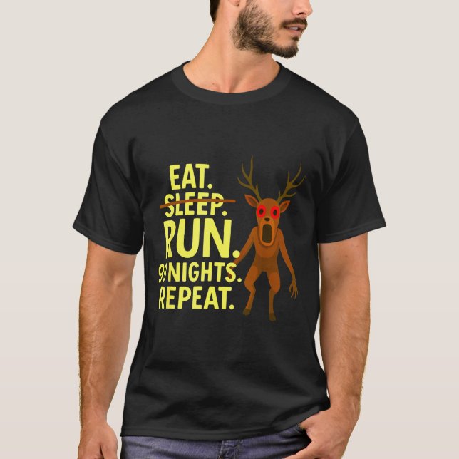 Eat Sleep Run 99 Nights Repeat Y Deer Funny Gamer  T Shirt (Framsida)