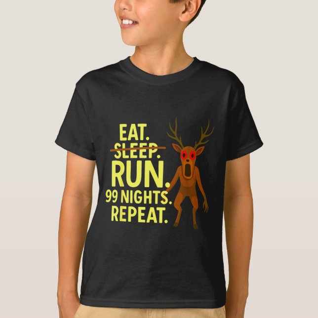 Eat Sleep Run 99 Nights Repeat Y Deer Funny Gamer  T Shirt (Framsida)