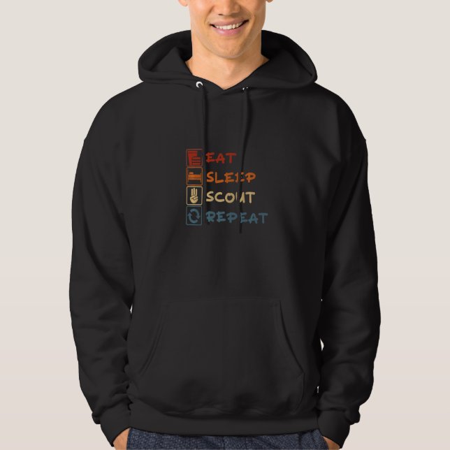 Eat Sleep Scout Repeat For Camping Enthusiast Desi Hoodie (Framsida)
