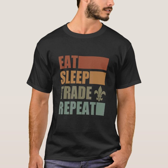 Eat Sleep Scout Repeat For Camping Enthusiast Desi T Shirt (Framsida)