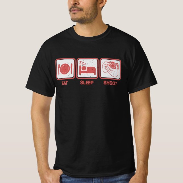 Eat, Sleep, Shoot - Funny Photographer T Shirt (Framsida)