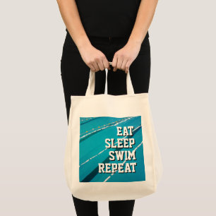 EAT SLEEP SIMMA REPEAT simmande bassäng livsmedel Tygkasse