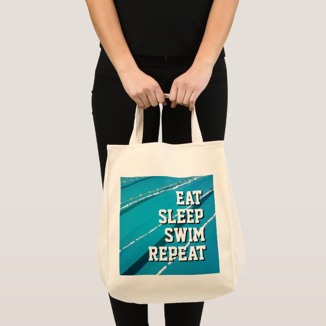 EAT SLEEP SIMMA REPEAT simmande bassäng livsmedel Tygkasse (Framsida (produkt))