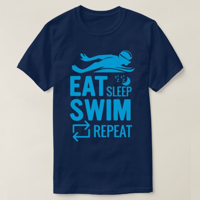 EAT SLEEP SIMMA REPEAT Swimming Shirt Bassäng Vatt T Shirt (Design framsida)