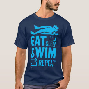 EAT SLEEP SIMMA REPEAT Swimming Shirt Bassäng Vatt T Shirt
