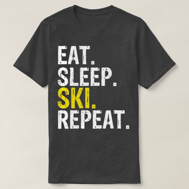 Eat Sleep Ski Repeat Gift Skiing (1)  T Shirt (Design framsida)