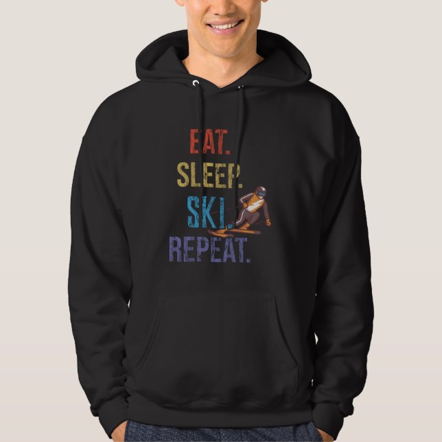 Eat Sleep Ski Repeat Ski Hoodie (Framsida)