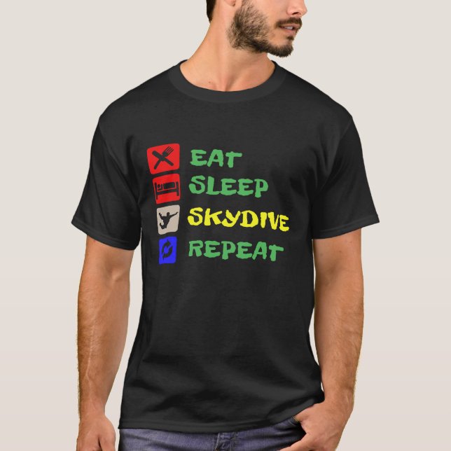 EAT SLEEP SKYDIVE T SHIRT (Framsida)