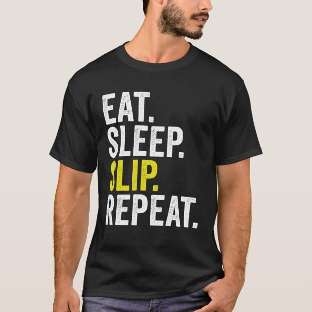 Eat Sleep Slip Repeat Cricket T Shirt (Framsida)
