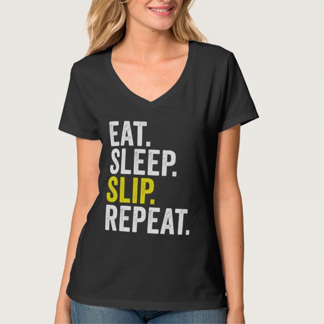 Eat Sleep Slip Repeat Cricket T Shirt (Framsida)