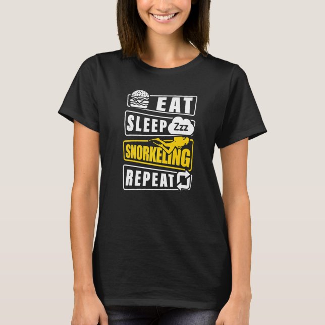 Eat Sleep Snorkel Repeat Scuba Diver Diving Snorke T Shirt (Framsida)