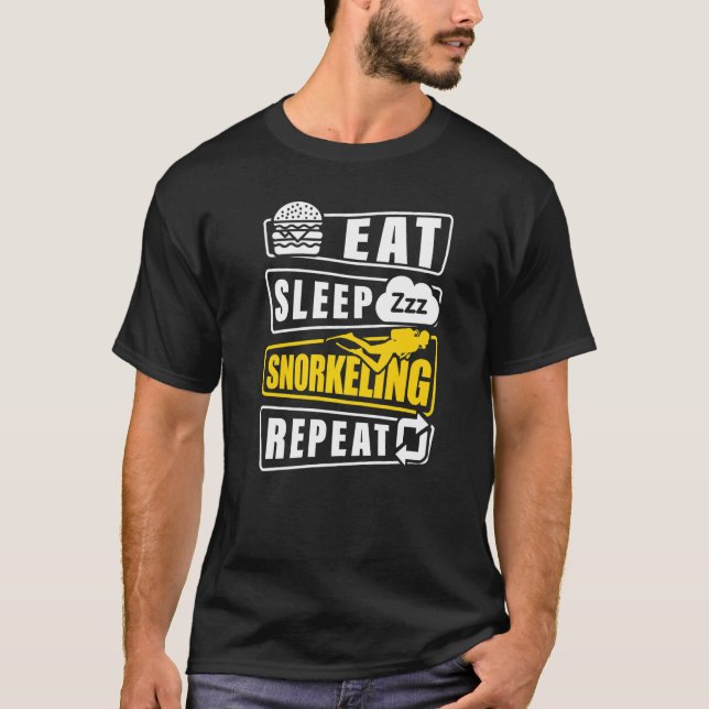 Eat Sleep Snorkel Repeat Scuba Diver Diving Snorke T Shirt (Framsida)