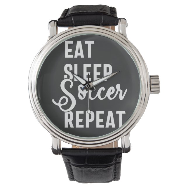 eat sleep soccer repeat armbandsur (Framsida)