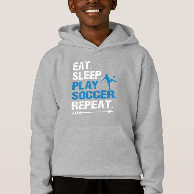 Eat Sleep Soccer Repeat Slogan Funny Grunge T Shirt (Framsida)