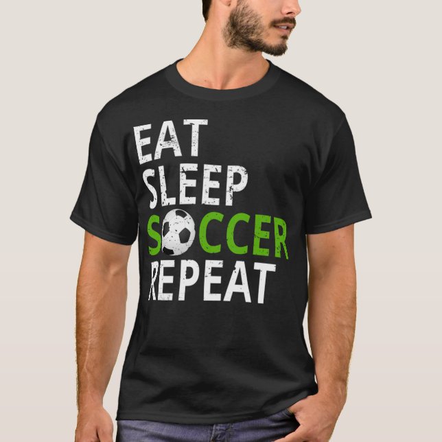 Eat Sleep Soccer Repeat teens  T Shirt (Framsida)