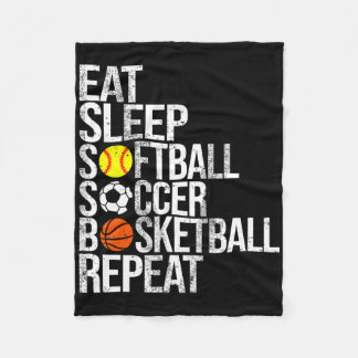 Eat Sleep Softll Soccer Sketll Repeat Funny Sport  Fleecefilt