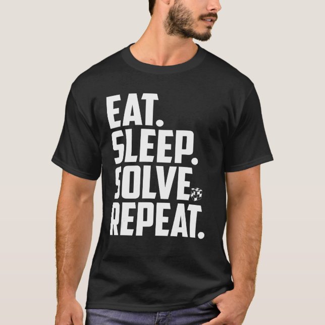 Eat Sleep Solve Repeat Speed Cubing Cuber Cube T Shirt (Framsida)