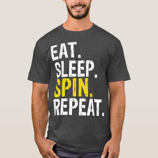 Eat Sleep Spin Repeat Gift Spinning Class T Shirt (Framsida)