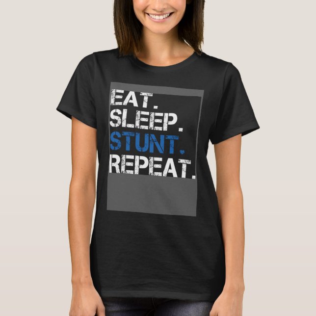 Eat Sleep Stunt Repeat Blue Cheerleader Girl Gift  T Shirt (Framsida)