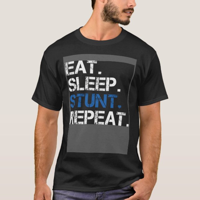 Eat Sleep Stunt Repeat Blue Cheerleader Girl Gift  T Shirt (Framsida)