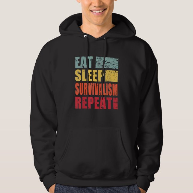 Eat Sleep Survivalsim Repeat Hoodie (Framsida)