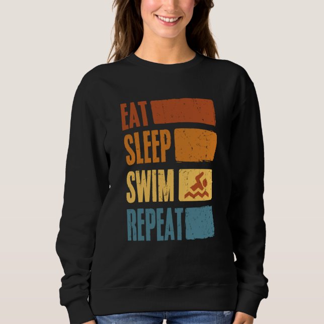 Eat Sleep Swim Repeat Swimming Sarcastic Print  7 T Shirt (Framsida)