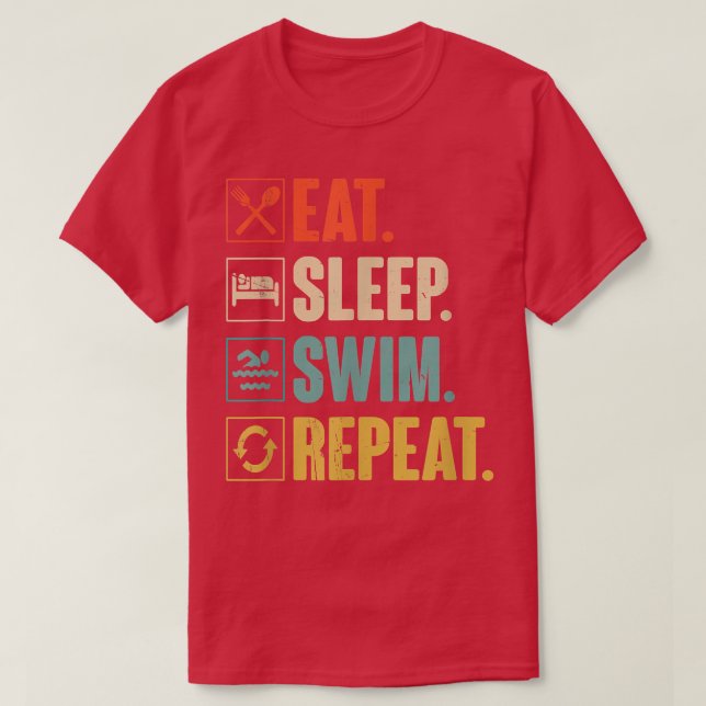 Eat Sleep Swim Repeat Swimming Swimmer Gift  T Shirt (Design framsida)