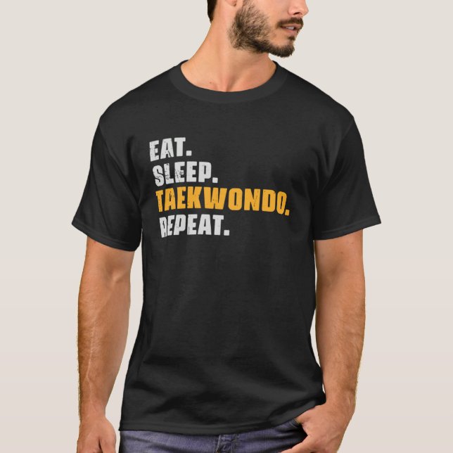 Eat Sleep Taekwondo Repeat   Taekwondo Retro Vinta T Shirt (Framsida)